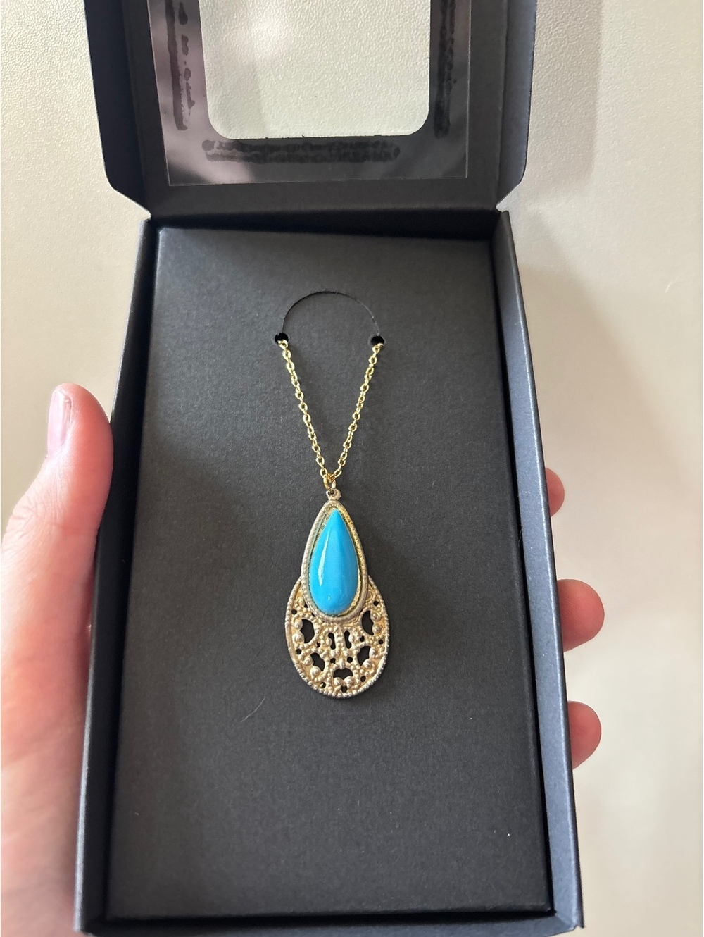 Moonlit Lagoon turquoise teardrop pendant necklace